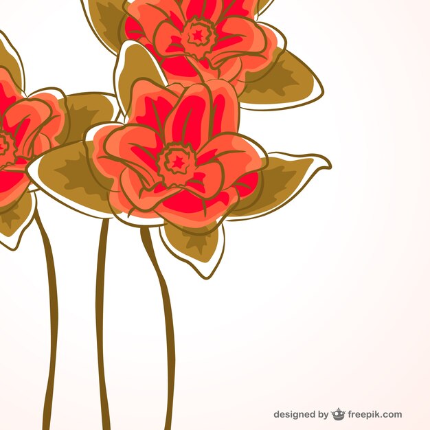 Tarjeta con flores rojas pintadas a mano