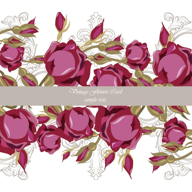 Vector gratuito tarjeta con flores vintage