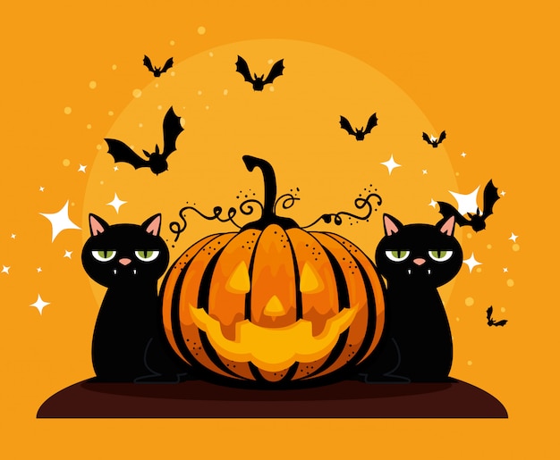 Vector gratuito tarjeta de halloween con calabaza