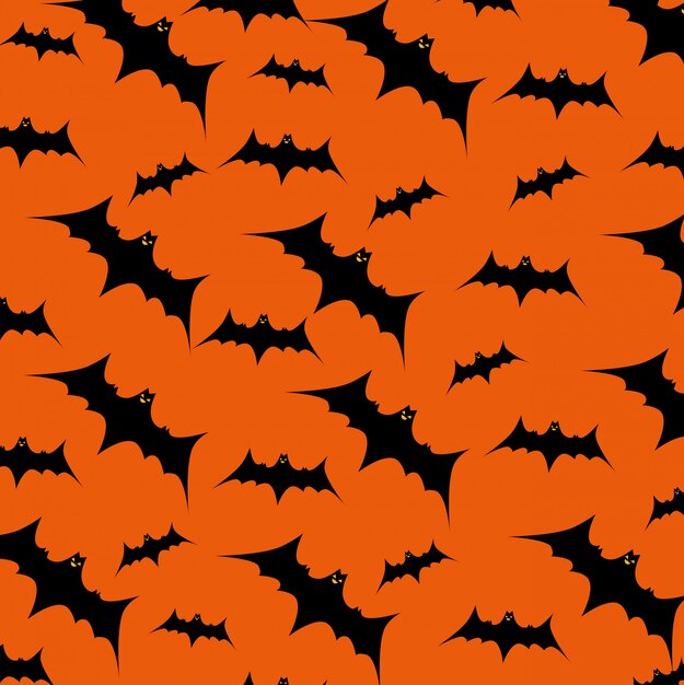 Tarjeta de Halloween con murciélagos volando patrón