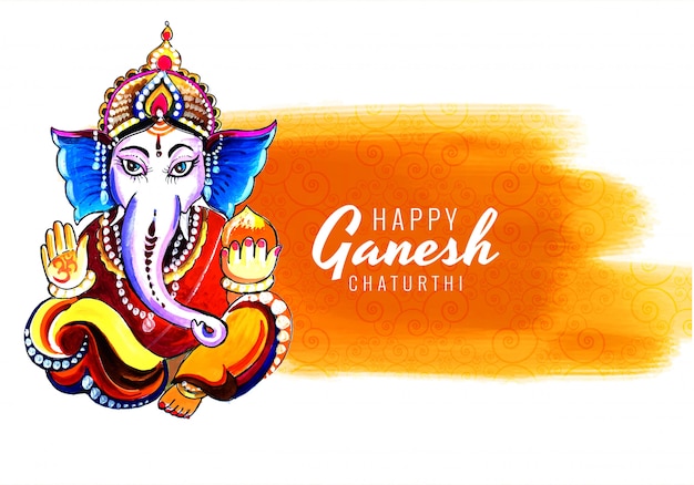 Vector gratuito tarjeta hermosa realista de ganesh chaturthi