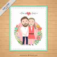 Vector gratuito tarjeta de hombre y mujer enamorados