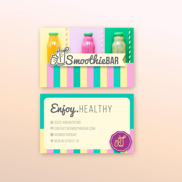 Tarjeta horizontal horizontal de la barra del smoothie orgánico de Detox