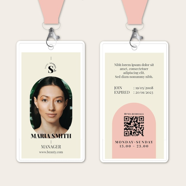 Vector gratuito tarjeta de identidad del salón de belleza