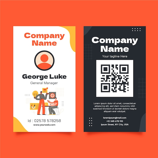 tarjeta de identificación de la agencia de publicidad de diseño plano