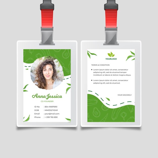 Tarjeta de identificación de alimentos saludables y bio