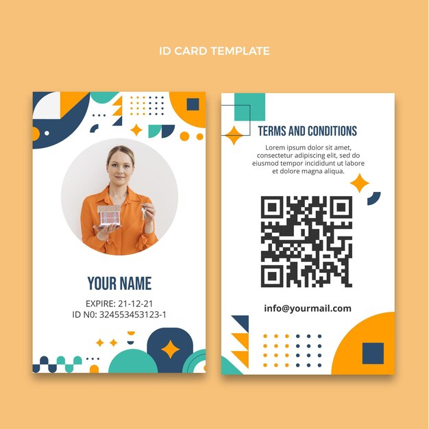 Tarjeta de identificación de bienes raíces geométrica de diseño plano
