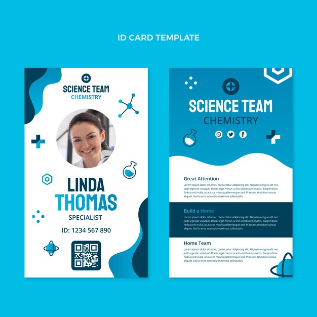 Tarjeta de identificación de ciencia de diseño plano