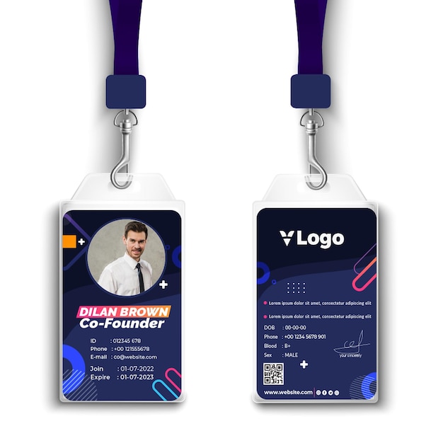 Vector gratuito tarjeta de identificación comercial de marketing