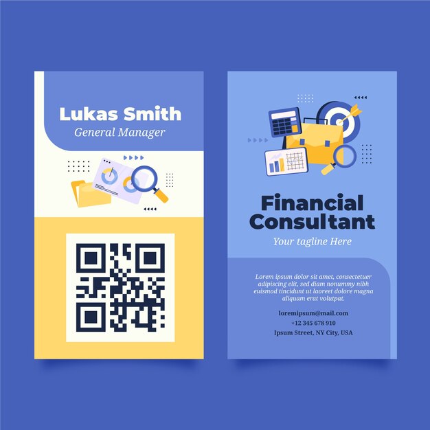 Tarjeta de identificación de concepto de finanzas de diseño plano