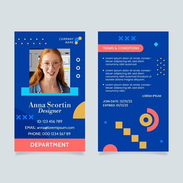 Tarjeta de identificación de diseñador web de diseño plano