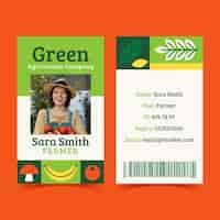 Vector gratuito tarjeta de identificación de la empresa agrícola de diseño plano
