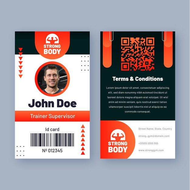 Tarjeta de identificación de entrenamiento de gimnasio degradado