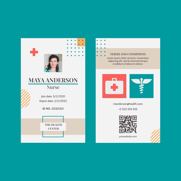 Tarjeta de identificación médica plana