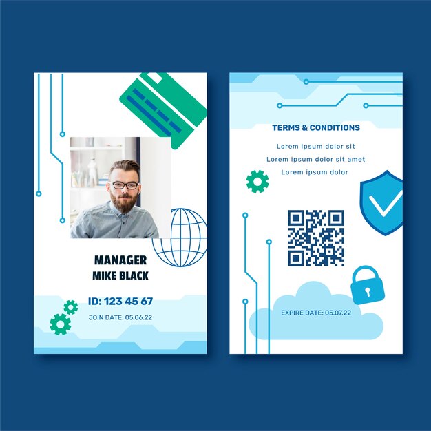 Tarjeta de identificación de privacidad de datos dibujada a mano