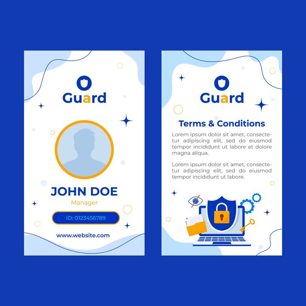 Tarjeta de identificación de privacidad de datos de diseño plano