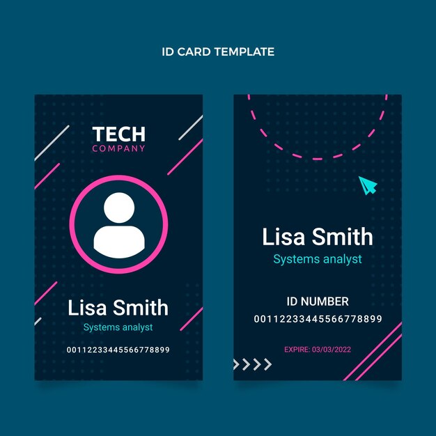 Tarjeta de identificación de tecnología mínima de diseño plano