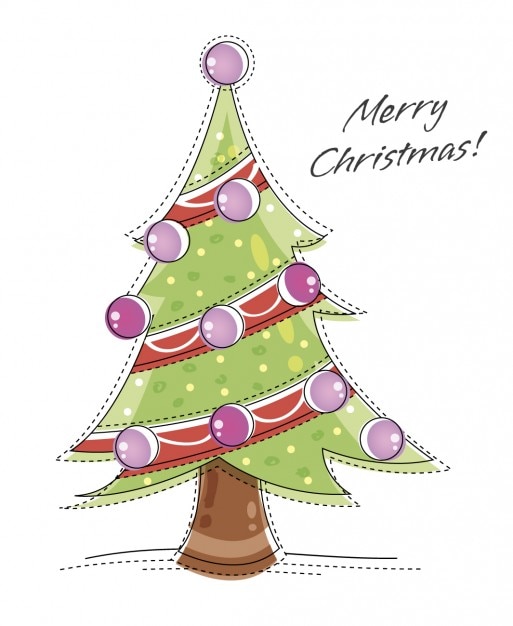 Vector gratuito tarjeta con una illustración de un árbol de navidad