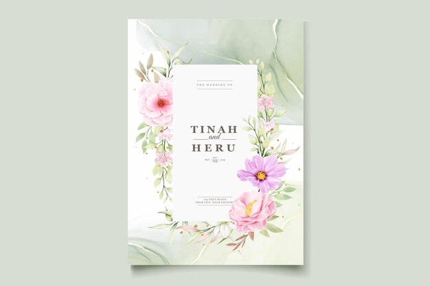 Tarjeta de invitación BODA ACUARELA CRISANTEMO