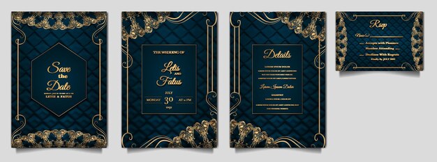 Tarjeta de invitación de boda de colección de lujo