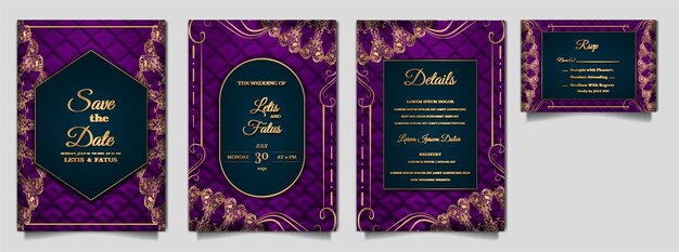 Tarjeta de invitación de boda de colección de lujo