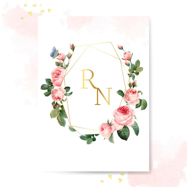 Tarjeta de invitación de boda decorada con rosas vector