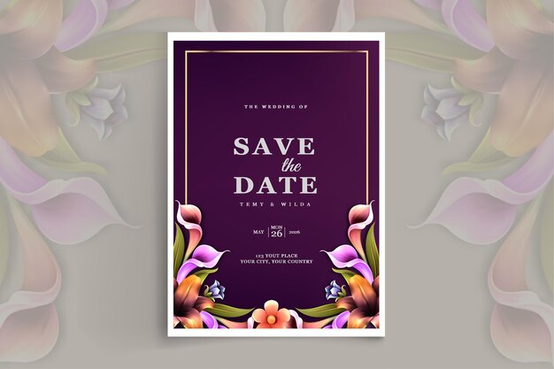 Tarjeta de invitación de boda elegante guardar la fecha