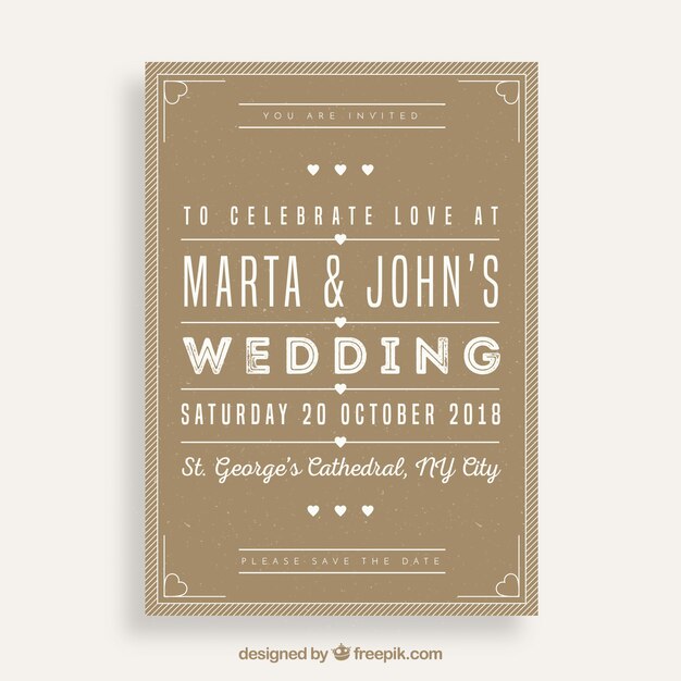 Tarjeta de invitación de boda con estilo vintage