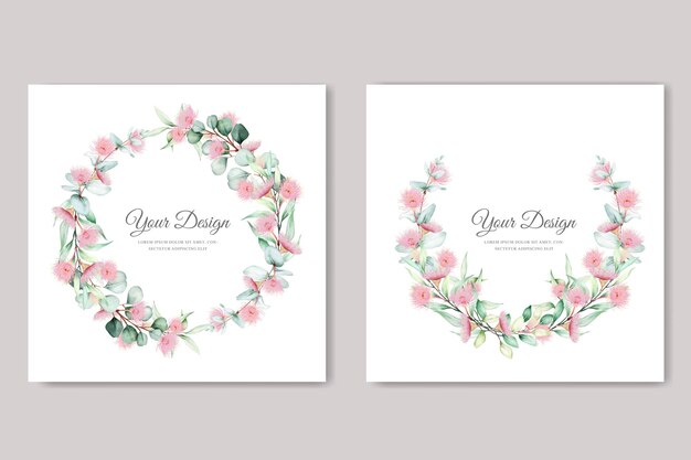 tarjeta de invitación de boda de flor de eucalipto
