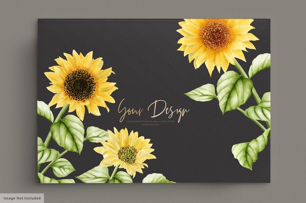 tarjeta de invitación de boda de flor de sol acuarela