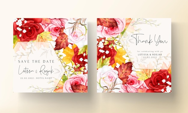 Vector gratuito tarjeta de invitación de boda floral acuarela hermosa