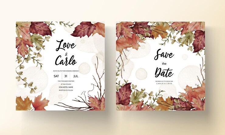 Tarjeta de invitación de boda floral boho acuarela
