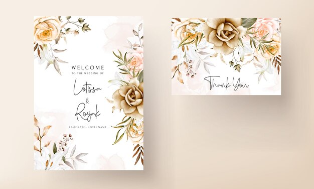 Tarjeta de invitación de boda floral dibujada a mano romántica