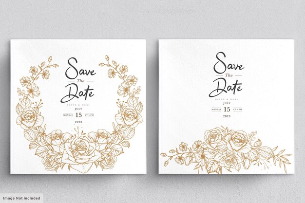 tarjeta de invitación de boda floral dibujada a mano