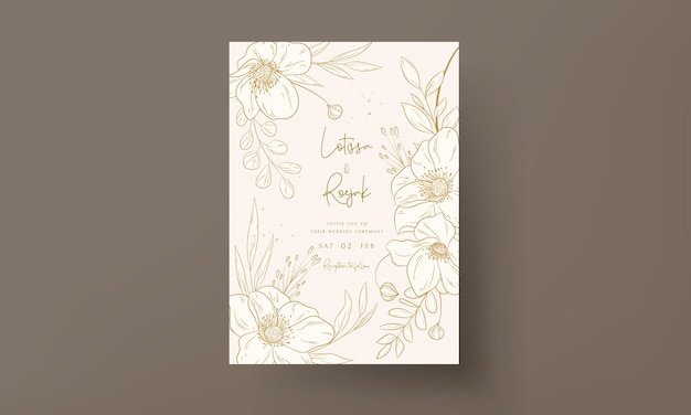 Tarjeta de invitación de boda floral vintage dibujada a mano