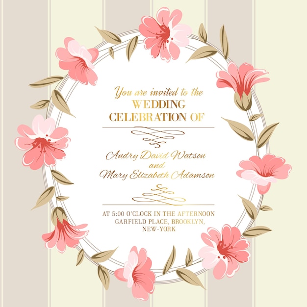 Vector gratuito tarjeta de invitación de boda de flores de colores.