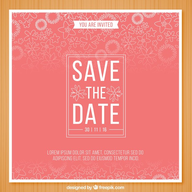 Tarjeta de invitación de boda con flores