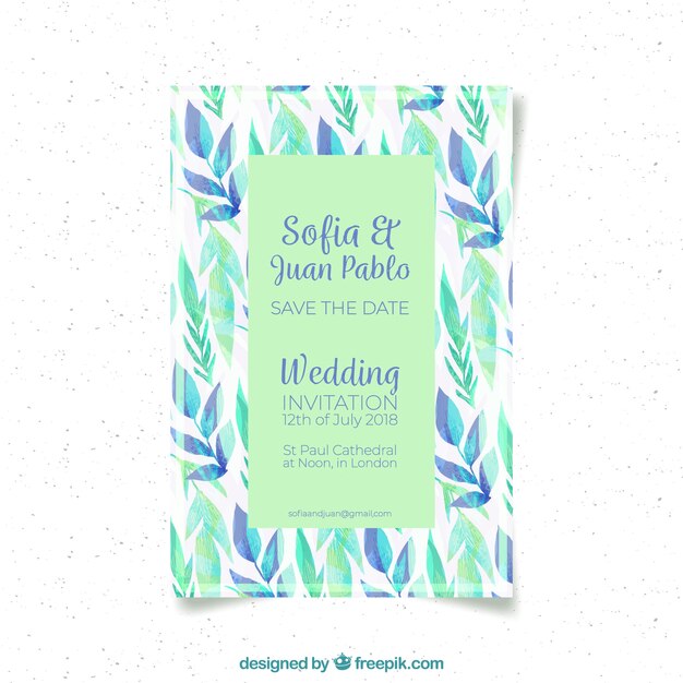 Tarjeta de invitación de boda con flores