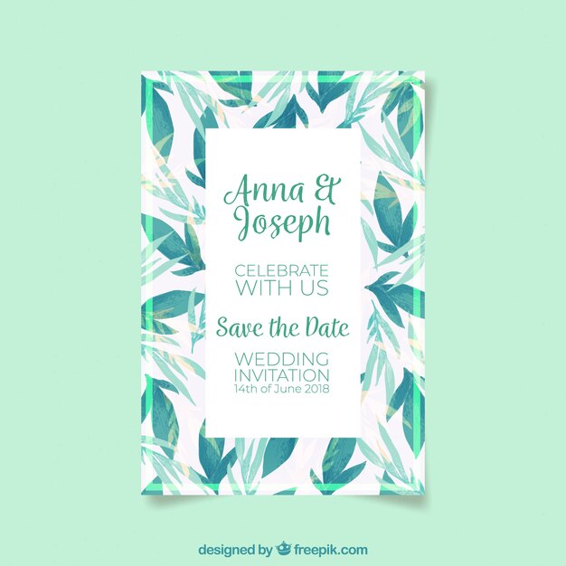 Tarjeta de invitación de boda con flores