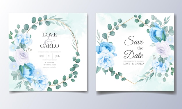 Vector gratuito tarjeta de invitación de boda con hermosa mano dibujar floral