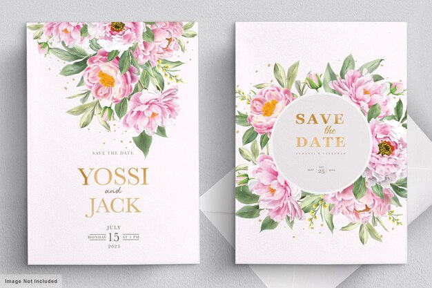 Tarjeta de invitación de boda con hermosas flores.
