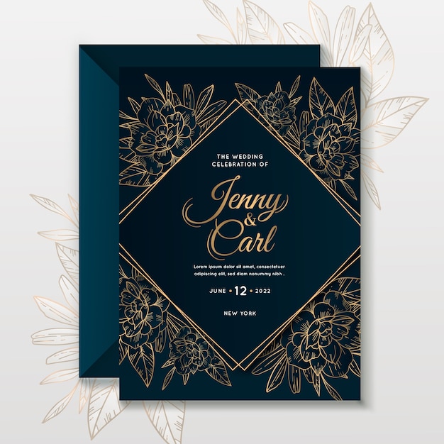 Tarjeta de invitación de boda de lujo