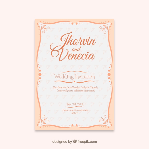 Tarjeta de invitación de boda con ornamentos diferentes