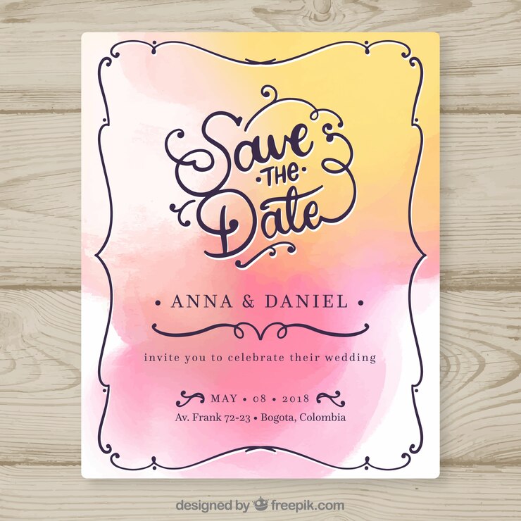 Vector gratuito tarjeta de invitación de boda con ornamentos