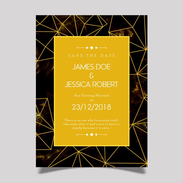 Tarjeta de invitación de boda con textura de mármol
