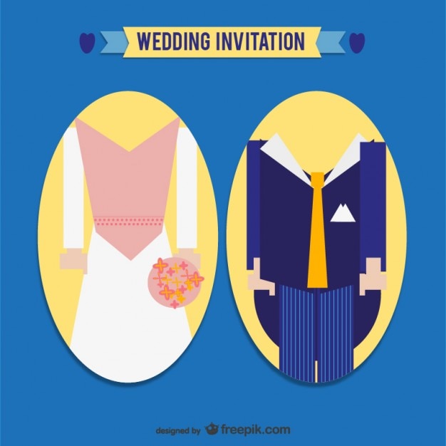 Vector gratuito tarjeta de invitación de boda con trajes de boda