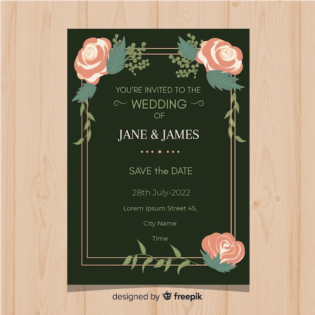 Tarjeta de invitación de boda