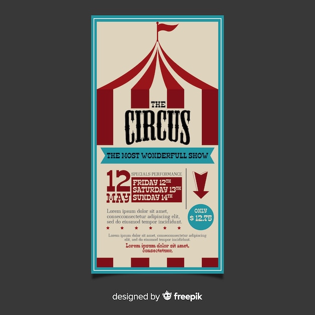 Vector gratuito tarjeta de invitación de circo vintage