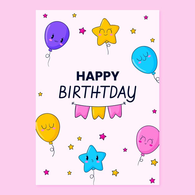 Tarjeta de invitación de cumpleaños dibujada a mano