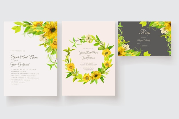 Tarjeta de invitación con diseño floral de girasol